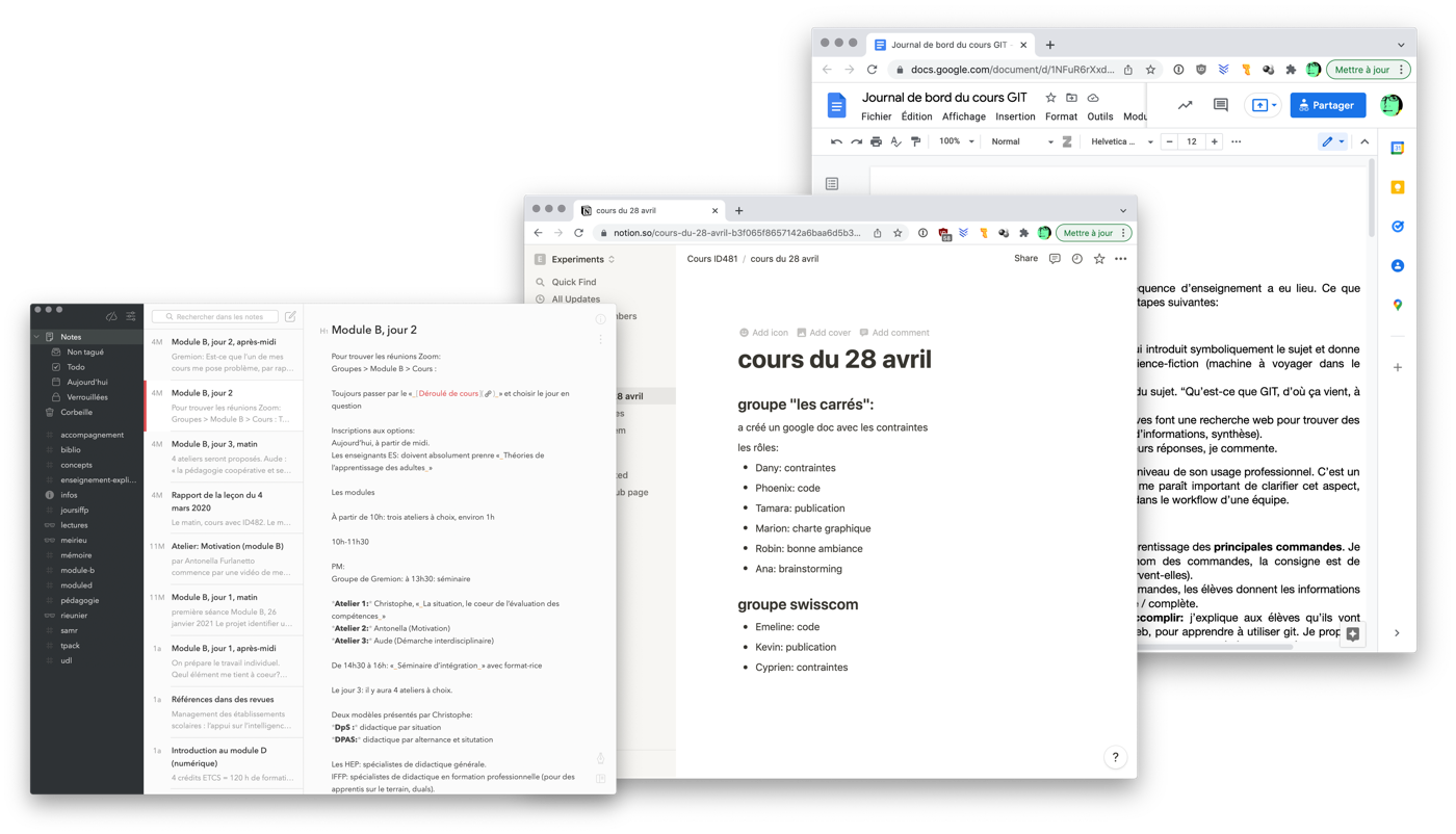 Outils de prise de note – Bear, Notion, Google Docs